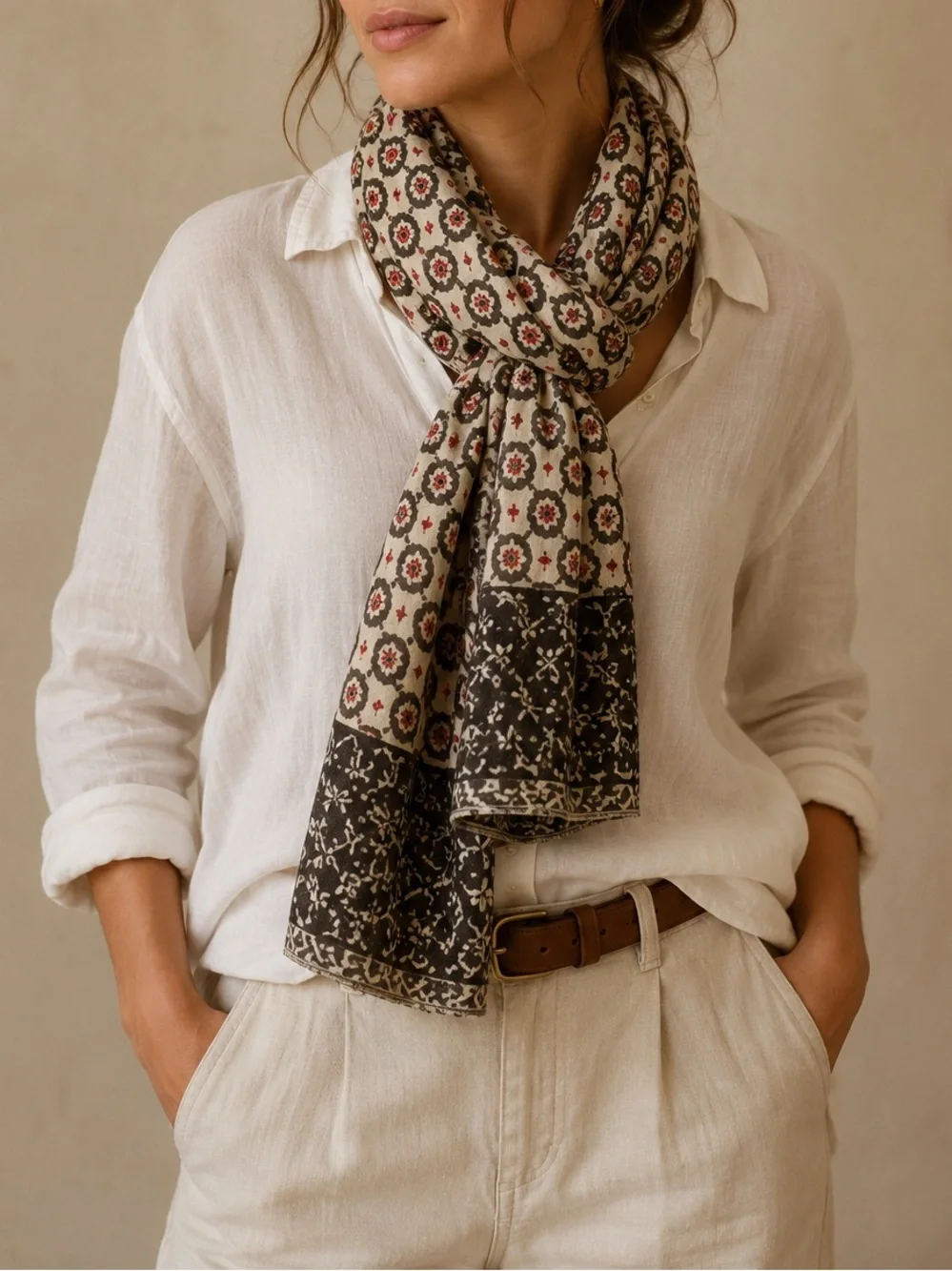 NWT Trades of Hope Fair Trade 100% Cotton Block Print Scarf Wrap Boho India